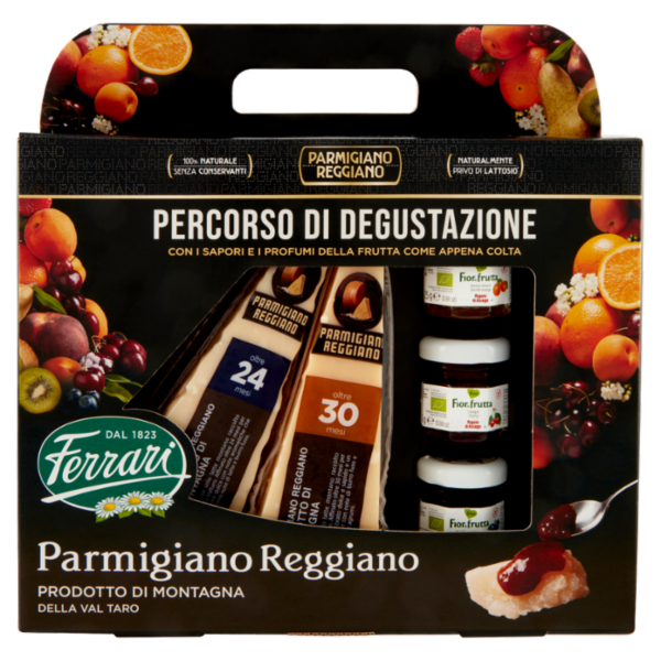 Ferrari Parmigiano Reggiano Prodotto di Montagna Oltre 24 e Oltre 30 Mesi 400g con Fiordifrutta