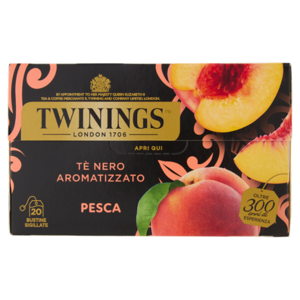 Twinings Pesca Tè Nero aromatizzato 20 filtri The 40 g