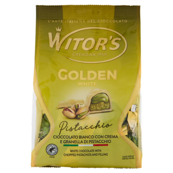Witor's Golden White Pistacchio Cioccolato Bianco con Crema e Granella di Pistacchio 200 g