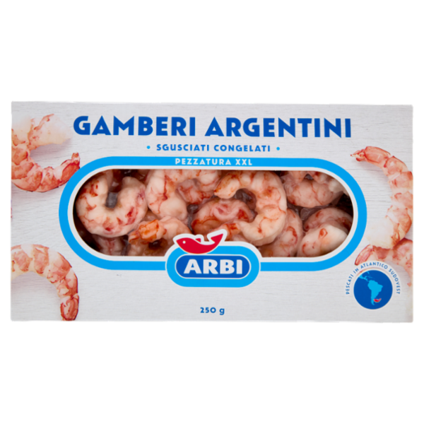 Arbi Gamberi Argentini Sgusciati Congelati Pezzatura XXL 250 g