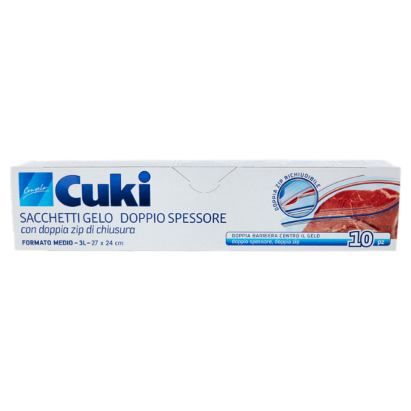 Cuki Congela Sacchetti Gelo Doppio Spessore Formato Medio - 3L- 27 x 24 cm 10 pz