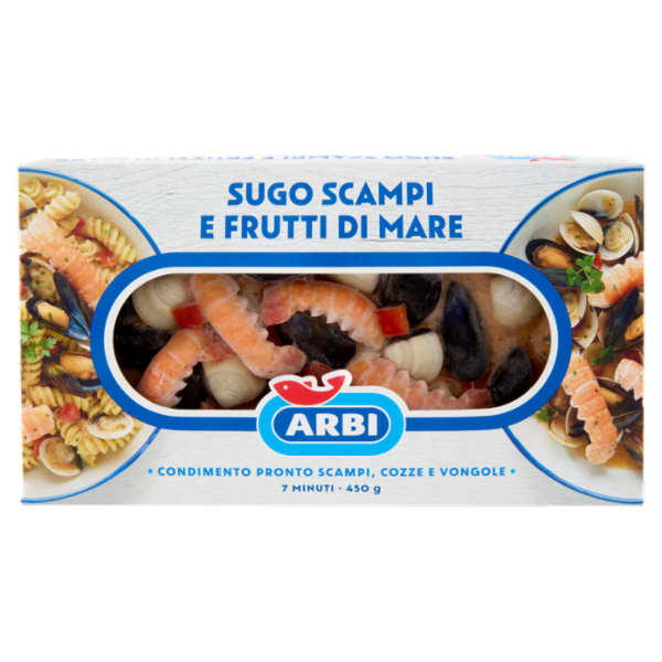 Arbi Sugo Scampi e Frutti di Mare Condimento Pronto Scampi, Cozze e Vongole 450 g