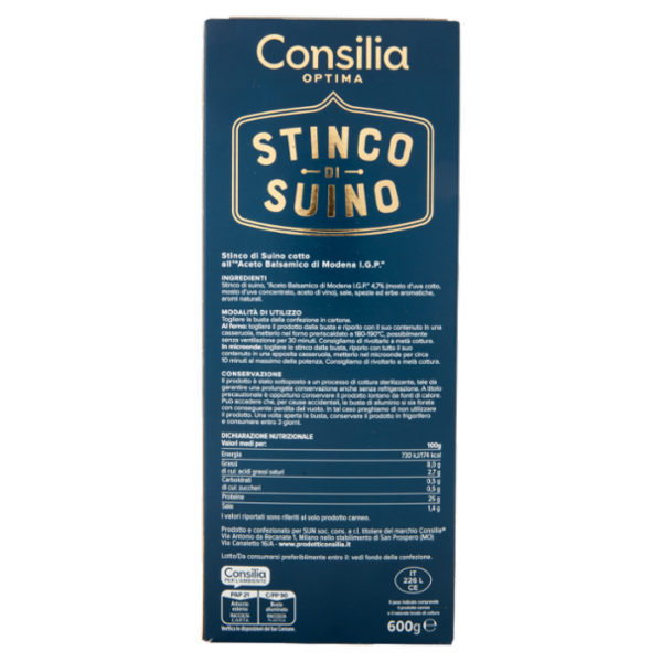Consilia Optima Stinco di Maiale Cotto all'Aceto Balsamico di Modena I.G.P. 600 g