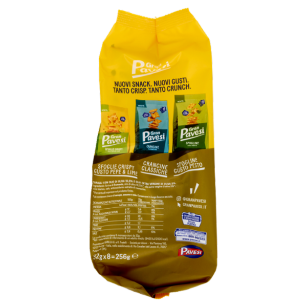 Gran Pavesi Snack Tarallini Olio di Oliva ed Extra Vergine, Senza Olio di Palma, 8 Pacchetti 256g