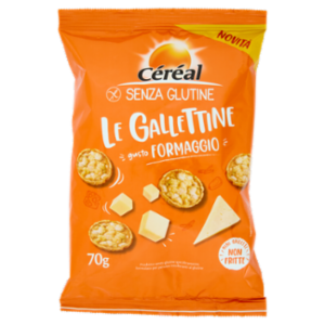 Céréal Senza Glutine Le Gallettine, Gusto Formaggio, Mini Gallette Ai Cereali Non Fritte - 70 g