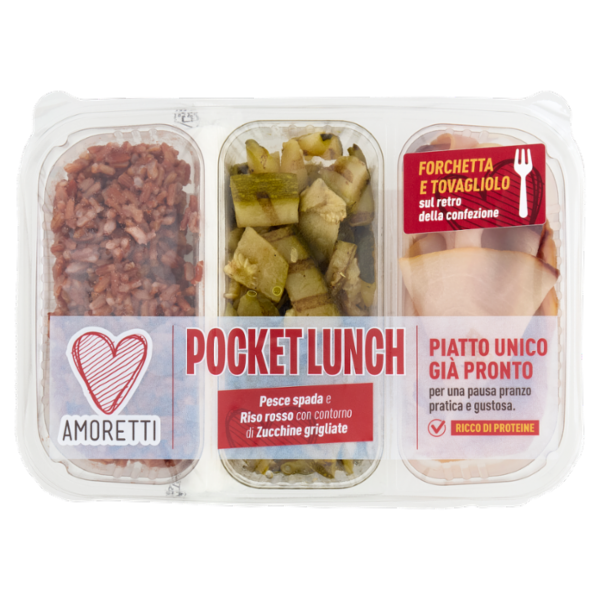 Amoretti Pocket Lunch Pesce spada e Riso rosso con contorno di Zucchine grigliate 190 g
