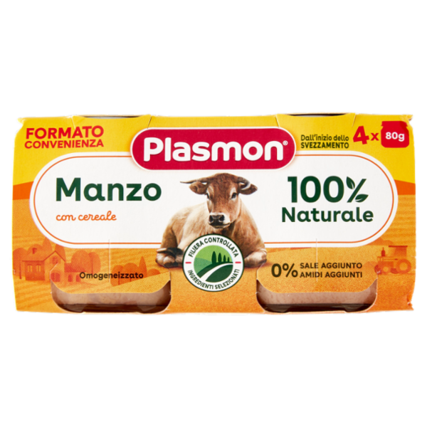 Plasmon Omogeneizzato Manzo con cereale 4 x 80 g