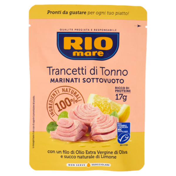 Rio mare Trancetti di Tonno con un filo di Olio Extra Vergine di Oliva e succo di Limone 70 g