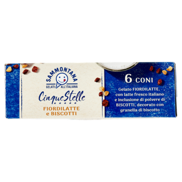 Sammontana Cinque Stelle Fiordilatte e Biscotti 6 x 75 g