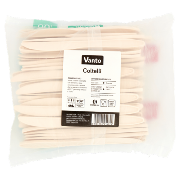 Vanto Coltelli in Mater Bi Biodegradabili e Compostabili Bianchi 100 pezzi