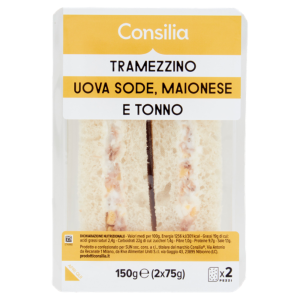 Consilia Tramezzini Farciti Uova Sode, Maionese e Tonno 2x75 g