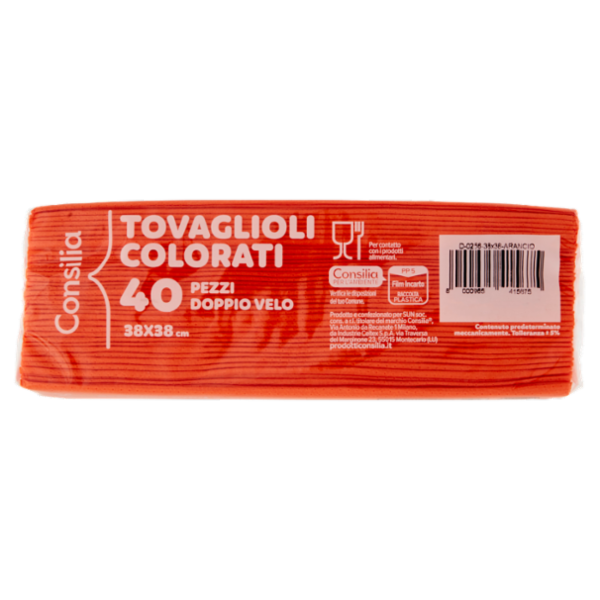 Consilia Tovaglioli 2 Veli 38x38 cm Arancione 40 pezzi