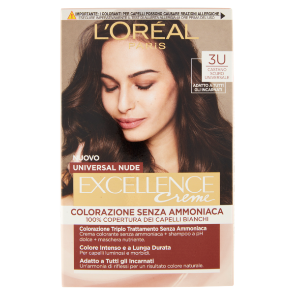L'Oreal Paris Colorazione permanente senza ammoniaca, Riflesso Universale, Castano Scuro 3U