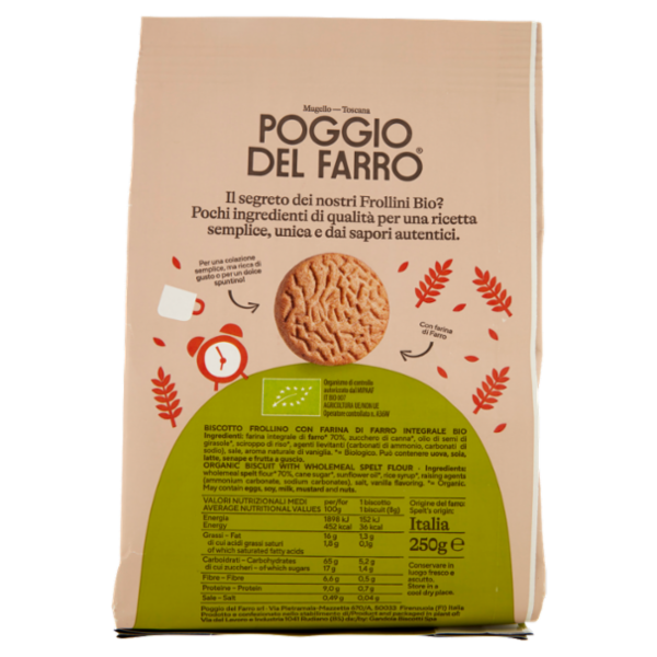 Poggio del Farro Frollini di Farro Integrale Bio 250 g