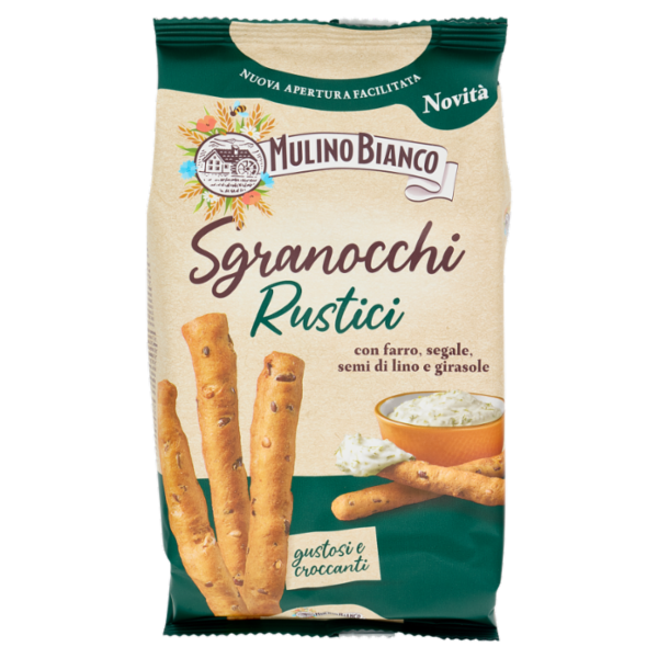 Mulino Bianco Sgranocchi Rustici Grissini con Farro, Segale, Semi di Lino e Girasole 200g
