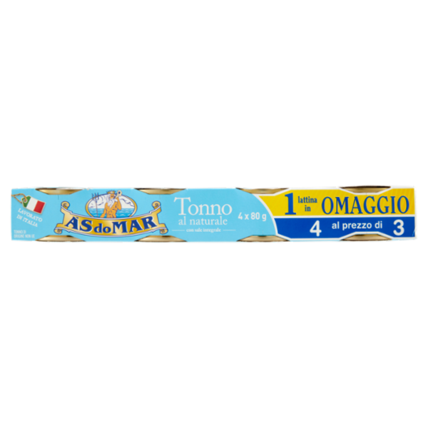 Asdomar Tonno al naturale con sale integrale 4 x 80 g