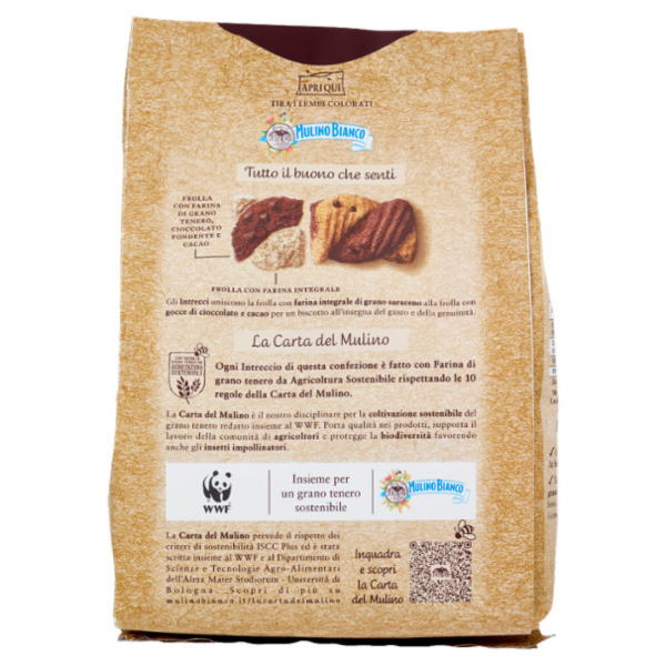 Mulino Bianco Intrecci Biscotti Integrali con Frolla al Cacao e Gocce Cioccolato 300g