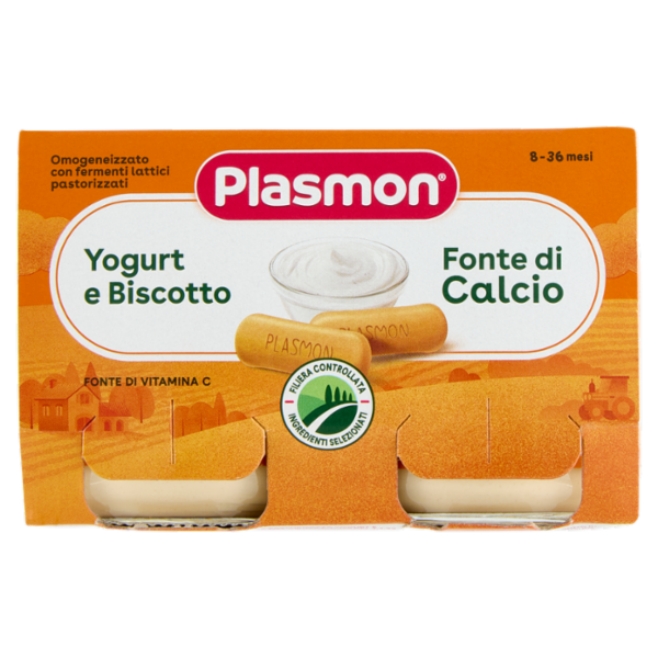 Plasmon Omogeneizzato con fermenti lattici pastorizzati Yogurt e Biscotto 2 x 120 g