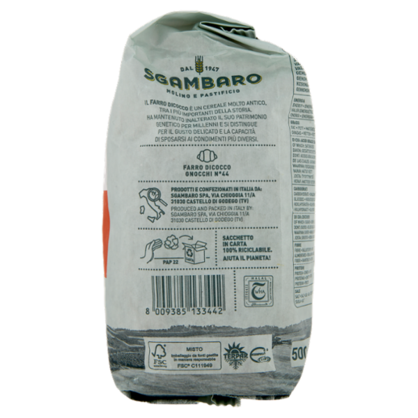 Sgambaro Bio Farro Dicocco Gnocchi N°44 500 g