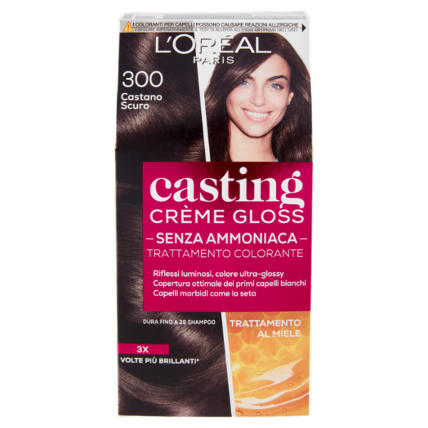 L'Oréal Paris Tinta Capelli Casting Creme Gloss, Senza Ammoniaca, 300 Castano Scuro