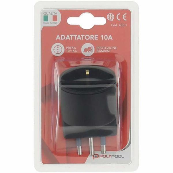 ADATTATORE CON SPINA 10A 2P+T E PRESA 10-16A 2P+T COLORE NERO