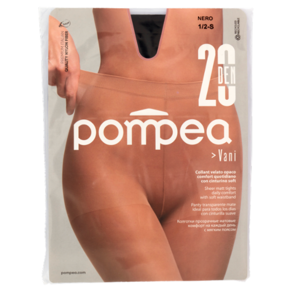 pompea Vani Collant Velato opaco comfort quotidiano con cinturino soft 20 Den 1/2-S Nero