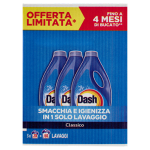 Dash Detersivo Liquido Lavatrice, Classico, 3x20=60 Lavaggi 3x900ml