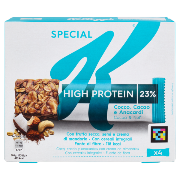 Kellogg's Special K High Protein 23% Cocco, Cacao e Anacardi 4 x 28 g