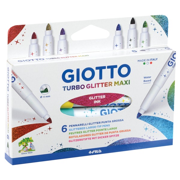 6 PENNARELLI PUNTA GROSSATURBO GLITTER MAXI