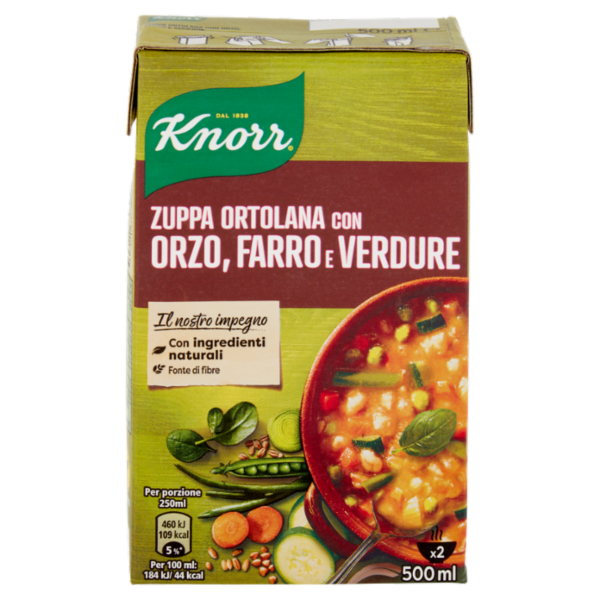 Knorr Zuppa Ortolana con Orzo, Farro e Verdure 500 ml