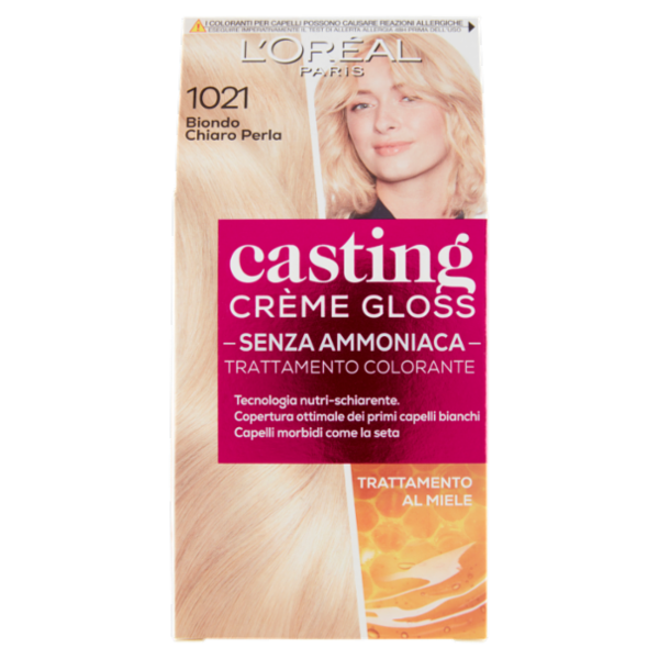 L'Oréal Paris Tinta Capelli Casting Creme Gloss, Senza Ammoniaca, 1021 Biondo Chiaro Perla