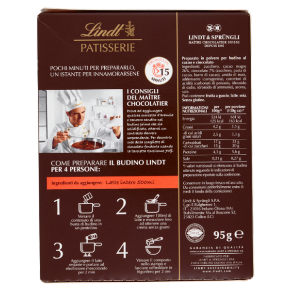 Lindt Budino Preparato per dolci Cioccolato fondente 95 g