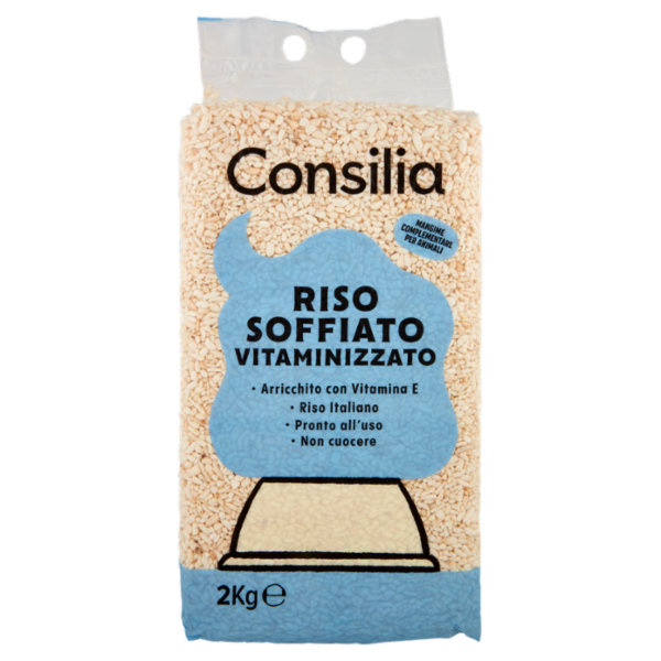 Consilia Riso Soffiato Vitaminizzato Sottovuoto per Animali 2 kg