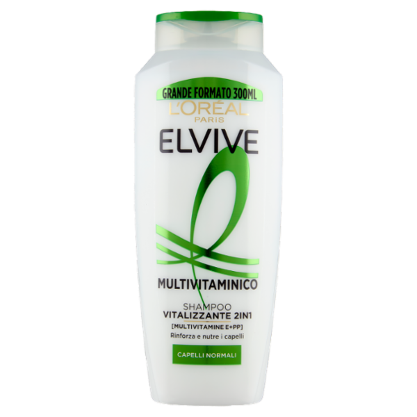 Elvive Multivitaminico Shampoo Vitalizzante 2in1, per Capelli Normali, 300 ml