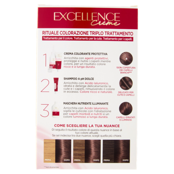 L'Oréal Paris Excellence Creme Colorazione Triplo Trattamento, Castano Mogano Ghiaccio 4.15