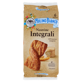 Mulino Bianco Nastrine Integrali Merenda 100% Farina Integrale 6 Pezzi 240g