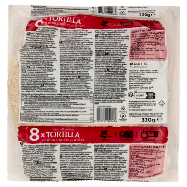Santa Maria Super soft medium Tortilla with Whole Wheat & Wheat 8x Medium 320 g