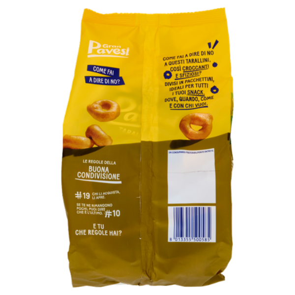 Gran Pavesi Snack Tarallini Olio di Oliva ed Extra Vergine, Senza Olio di Palma, 8 Pacchetti 256g