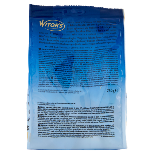 Witor's Bianco Cuore Cioccolato al Latte con Crema e Cereali 250 g
