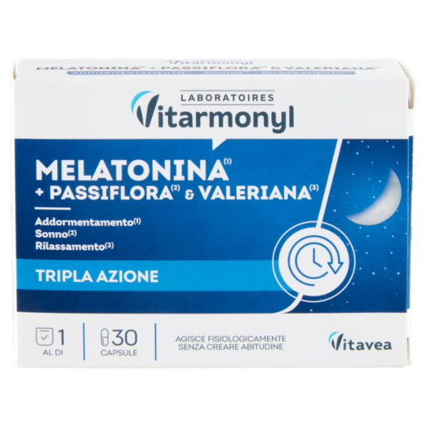Laboratoires Vitarmonyl Melatonina⁽ ⁾ + Passiflora⁽²⁾ & Valeriana⁽³⁾ 30 Capsule 12,75 g