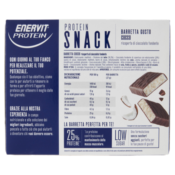 Enervit Protein Low Sugar Protein Snack Cocco 8 x 27 g