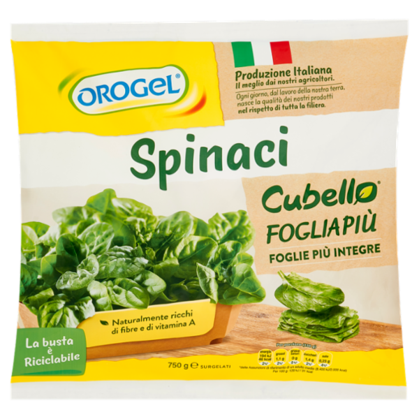 Orogel Cubello Spinaci Foglia Più Surgelati 750 g