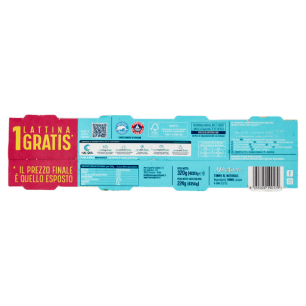 Mare Aperto Tonno al Naturale e un Pizzico di Sale 4 x 80 g