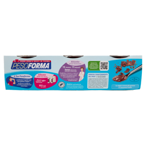 Pesoforma, Coppa gusto Cioccolato, sostituto del pasto, senza glutine, 221 kcal per pasto, 3x210g