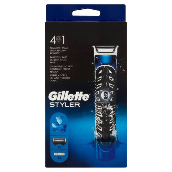 Gillette Rifinitore di Precisione Uomo per Barba e Corpo Styler 4in1, Rasoio e Rifinitura Contorni