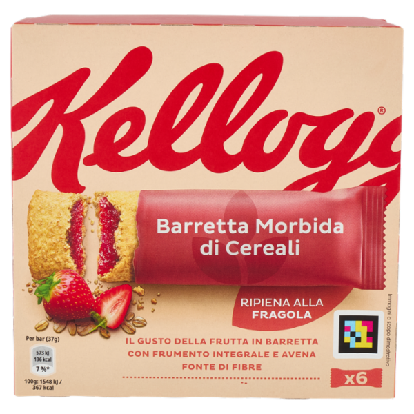 Kellogg's Barretta Morbida di Cereali Ripiena alla Fragola 6 x 37 g