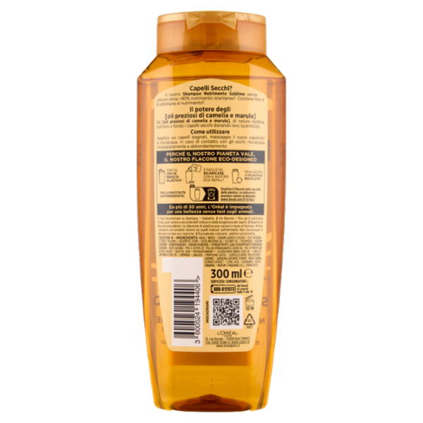 Elvive Olio Straordinario Shampoo Nutrimento Sublime, per Capelli Secchi 300 ml