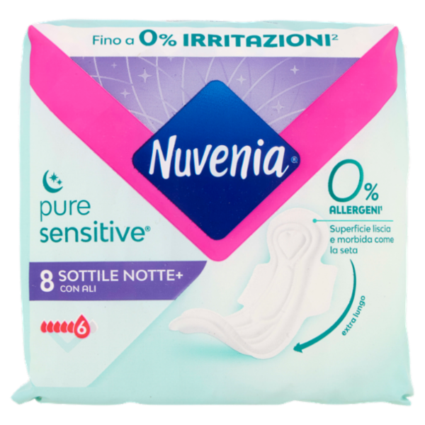 Nuvenia pure sensitive Sottile Notte+ con Ali 8 pz