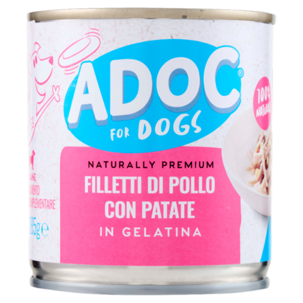 ADoC For Dogs Naturally Premium Filetti di Pollo con Patate in Gelatina 285 g