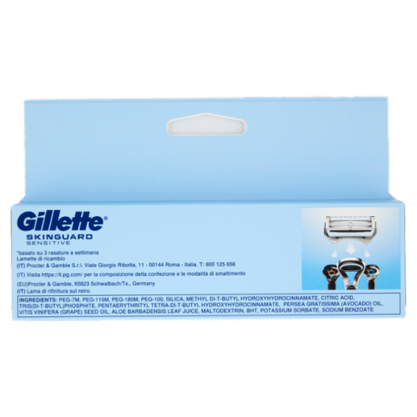 Gillette Skinguard Sensitive Lamette di ricambio per Rasoio da Uomo, 6 Ricariche